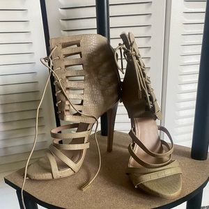 Tan Lace Up Heels